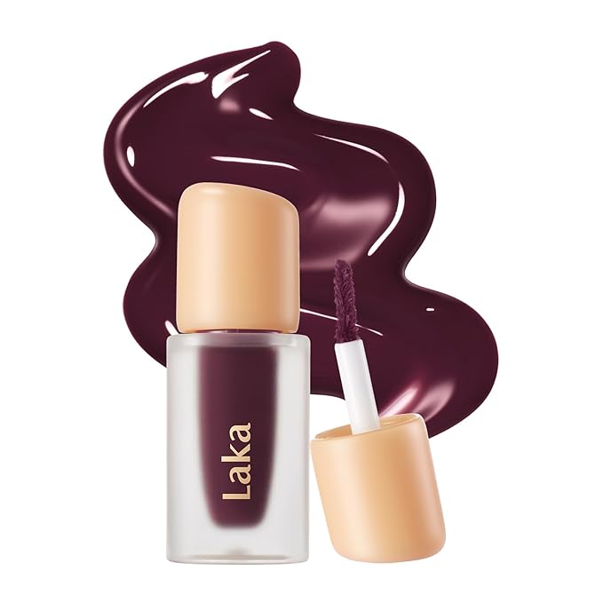 Laka Fruity Glam Lip Tint Mini, Glowing Lip Stain with Wide Color Spectrum, Hydrating & Lightweight Texture, Long-Lasting Bold Stain, Non-Sticky, Vegan, K-Beauty (#123 Unsweet berry)