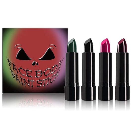 4 Colors Halloween Face Body Paint Matte Lipstick High Impact Lipcolor with Moisturizing Creamy Formula Long Lasting Waterproof Velvet Lip Stick for Sports Halloween Party Clown (Set B)