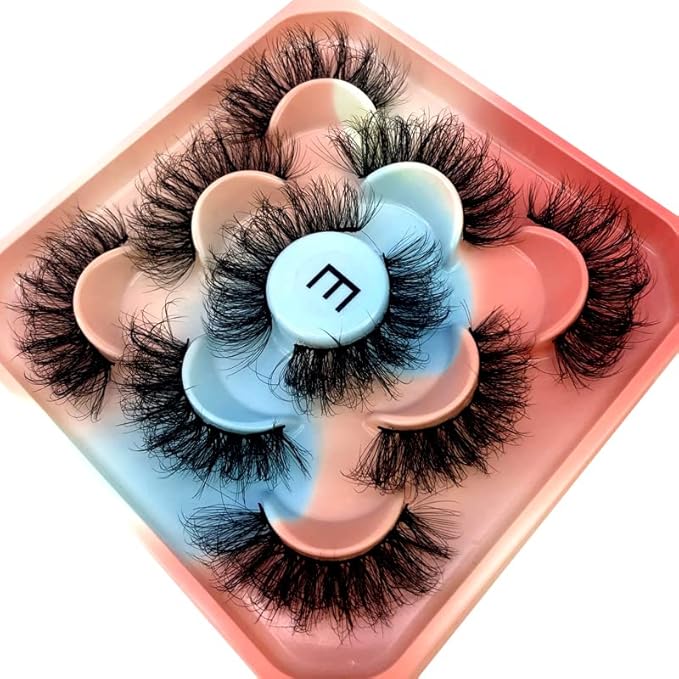 HBZGTLAD new 5 Pairs 25 mm 3d Mink Lashes Bulk Faux with Custom Natural Mink Lashes Pack Short Wholesales Natural False Eyelashes (E)