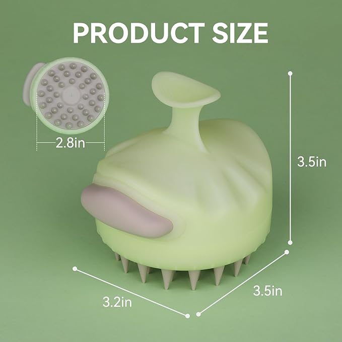 MOCHTERO Scalp Massager with Shampoo Dispenser, for Stress Relax Hair Growth,Handheld Hair Silicone Brush,Mint Green