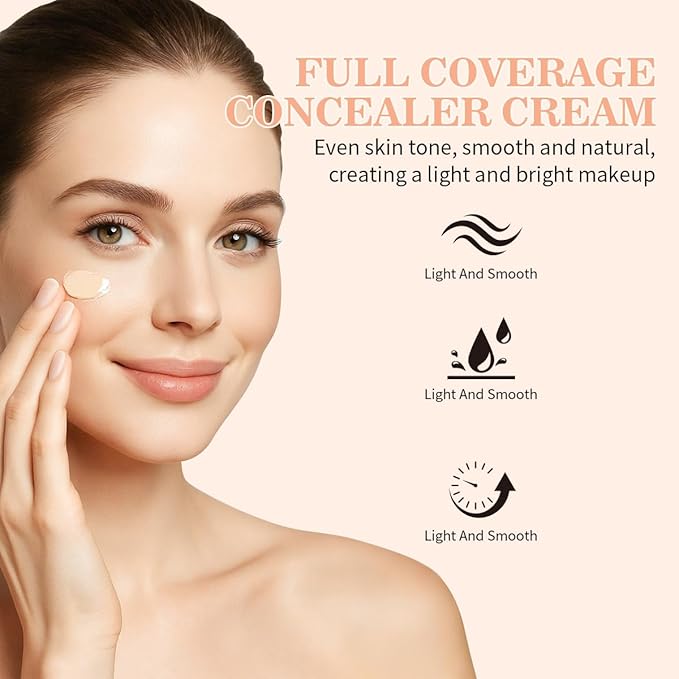Multi-Use Pot Concealer Full Coverage - Under Eye Concealer Waterproof No Transfer,For Dark Circles, Blemishes, Makeup Brightens for Sensitive Skin, Medium 0.53 Oz