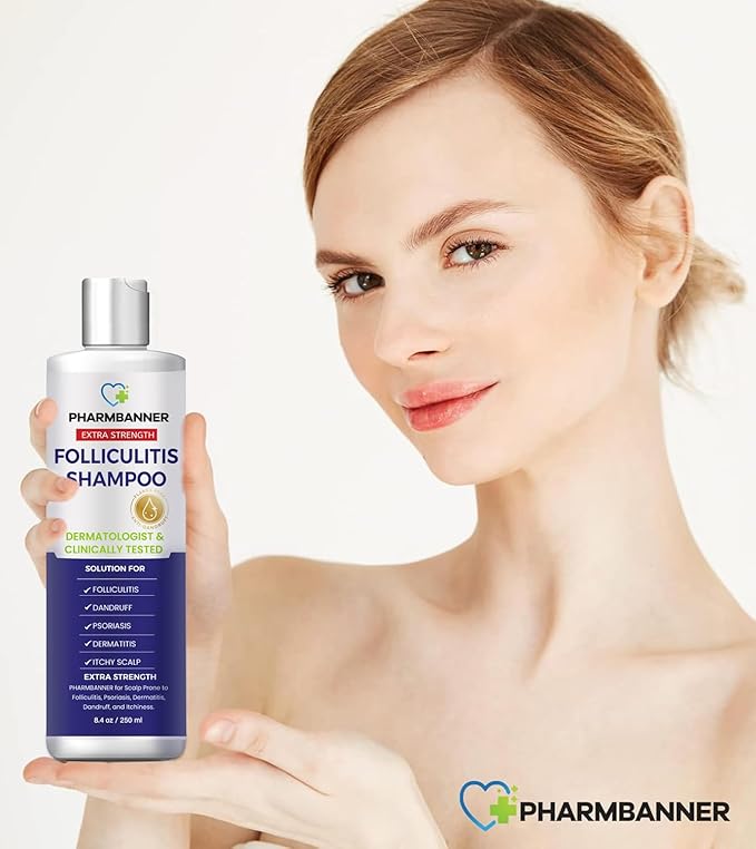 Anti-Fungal Shampoo for Folliculitis, Seborrheic Dermatitis, Scalp Psoriasis - Relieves Itchy & Dry Scalp