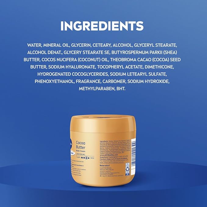 NIVEA Cocoa Butter Body Cream with Deep Nourishing Serum, Holiday Gifts for Women, 16 Oz