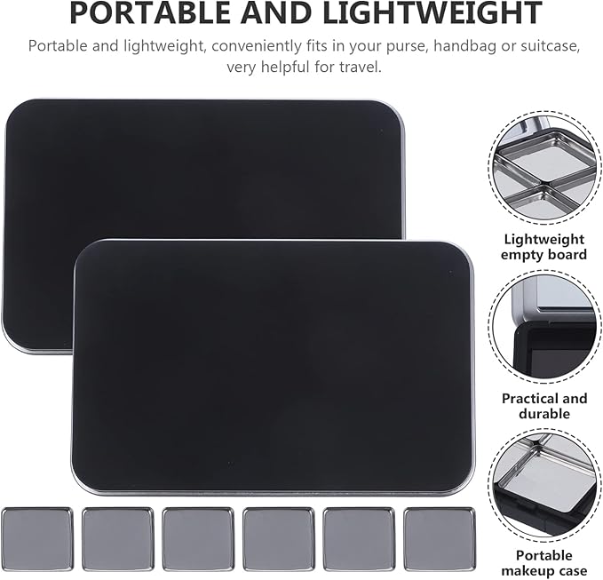 Minkissy Empty Eyeshadow Palette Magnetic Makeup Palette with Mirror Refillable Eyeshadow Palette Empty Lipstick Pallet Empty Eyeshadow Pans for Eyeshadow Lipstick Blush Powder, 2PCS