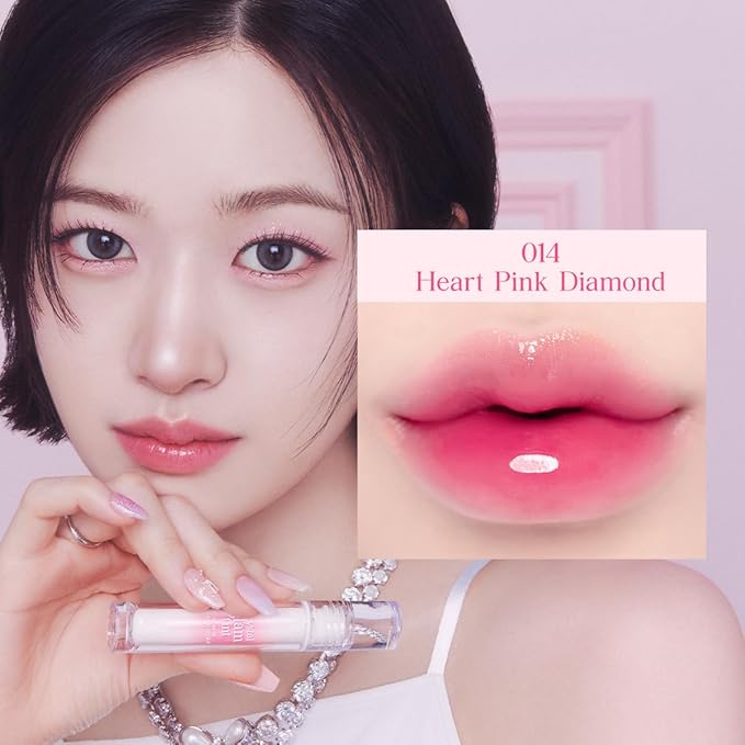 CLIO CRYSTAL GLAM TINT (014 HEART PINK DIAMOND), Glossy Finish, Lightweight, Buildable, Glass-Like, Smoothing, Long-Lasting, Vivid