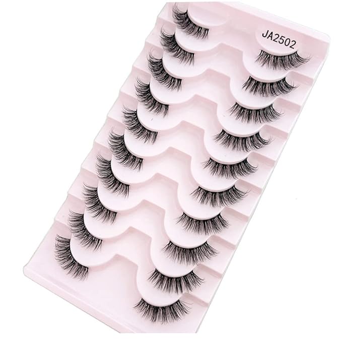 HBZGTLAD New 10 Pairs 3D Mink Lashes False Eyelashes Handmade Wispy Fluffy Long Lashes Natural Eye Makeup Tools Eye Lashes(JA2502)