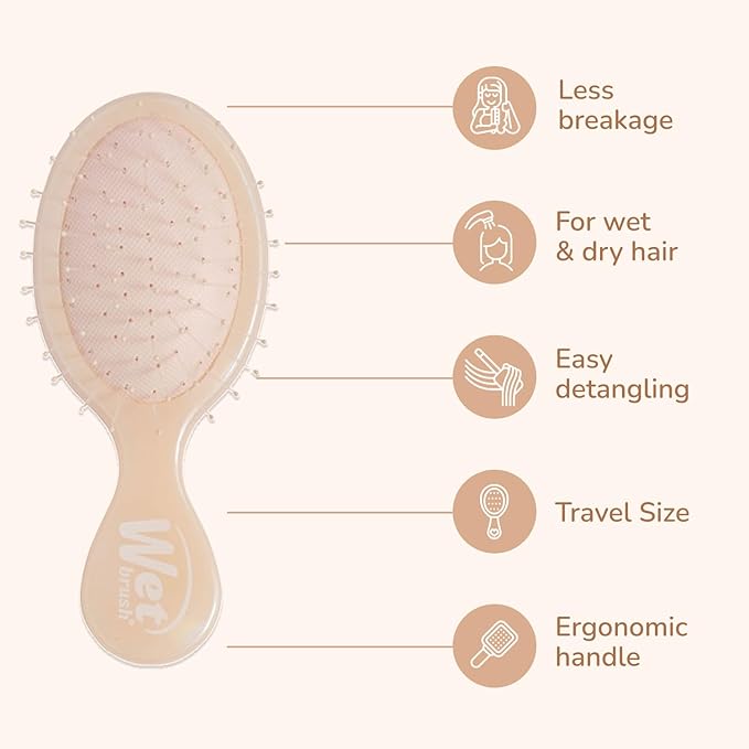 Wet Brush Original Detangler & Mini Hair Brush Gift Pack, Cream (Iridescence Icon) - IntelliFlex Bristles - Detangling Brush Glides Through Tangles For All Hair Types (Wet & Dry), Limited Edition