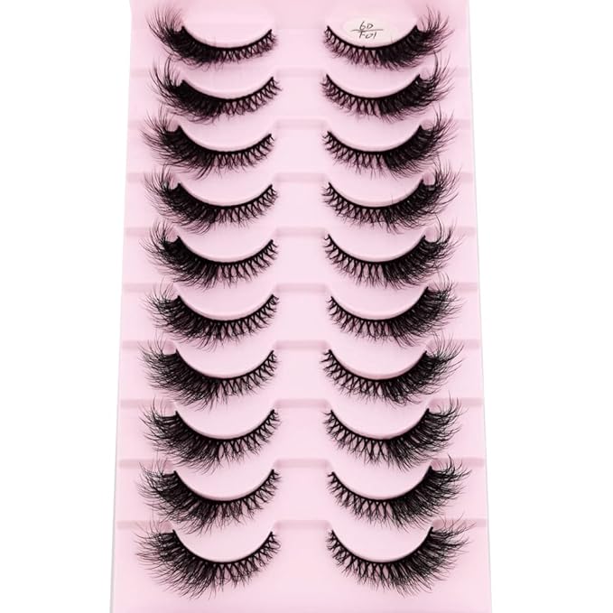HBZGTLAD New 10 Pairs 3D Mink Lashes False Eyelashes Handmade Wispy Fluffy Long Lashes Natural Eye Makeup Tools Eye Lashes(6DF01)