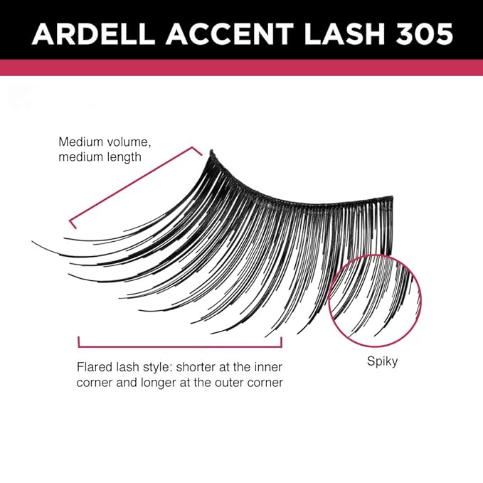 Ardell Accent Half Lashes 305 - Natural False Eyelashes Wispy Cat Eye Lashes Strips Half Eyelashes for Outer Corner Lift Volume, 4 Pack