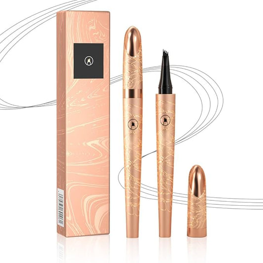 Microblading Eyebrow Pen, 2026 New Waterproof Eyebrow Pencil, Eye Brow Pen with 4 Tip, Long-lasting Natural Eyebrow Makeup Fine Stroke Magic Eyebrow Pencil Stay on All Day (Grey)