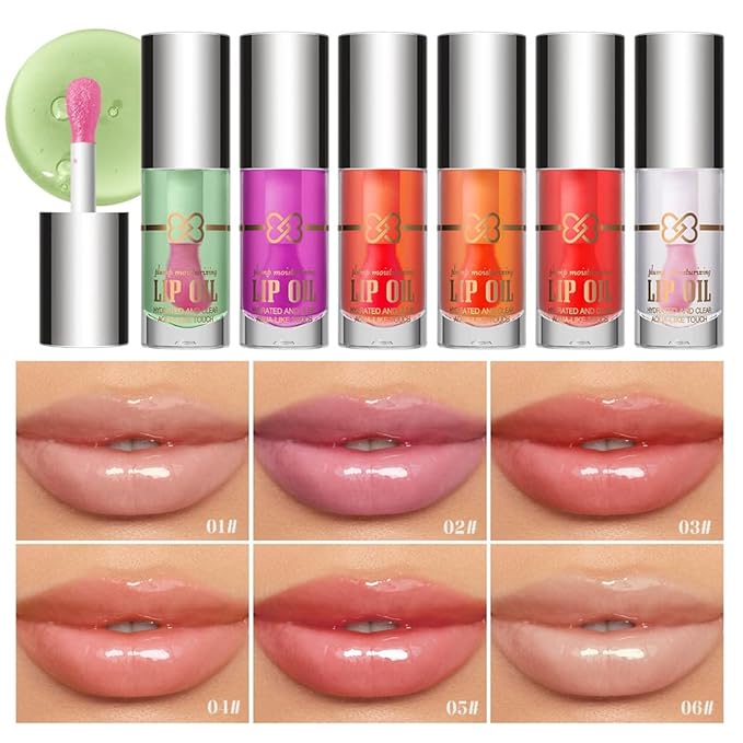Nourishing Lip Oil, Deep Moisturizing Lip Balm Liquid, Non-Sticky High Shine Lip Gloss, Hydrating Lip Tint for Soft, Smooth, Healthy-Looking Lips, Lightweight Glossy Lip Care for Daily Use-6#