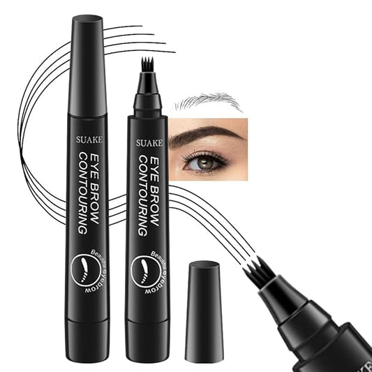 Kaely 2Pcs Eyebrow Pencils for Women, 4 Tip Magical Precise Waterproof Brow Pen, Microblading Eyebrow Contouring Pen, lapiz de cejas 3d Eye Brow Gel, 24h Smudge Proof,05 Black