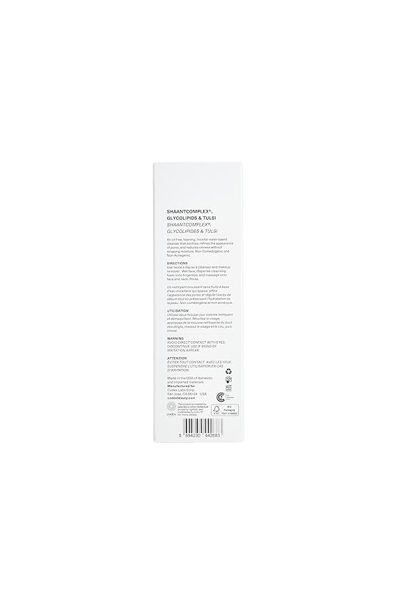 Codex Labs Shaant Balancing Foaming Face Cleanser - Oil Control & Pore Minimizer for Acne-Prone, Oily & All Skin Types - Micellar Water, Oil-Free, Vegan & Cruelty-Free (3.4 oz)
