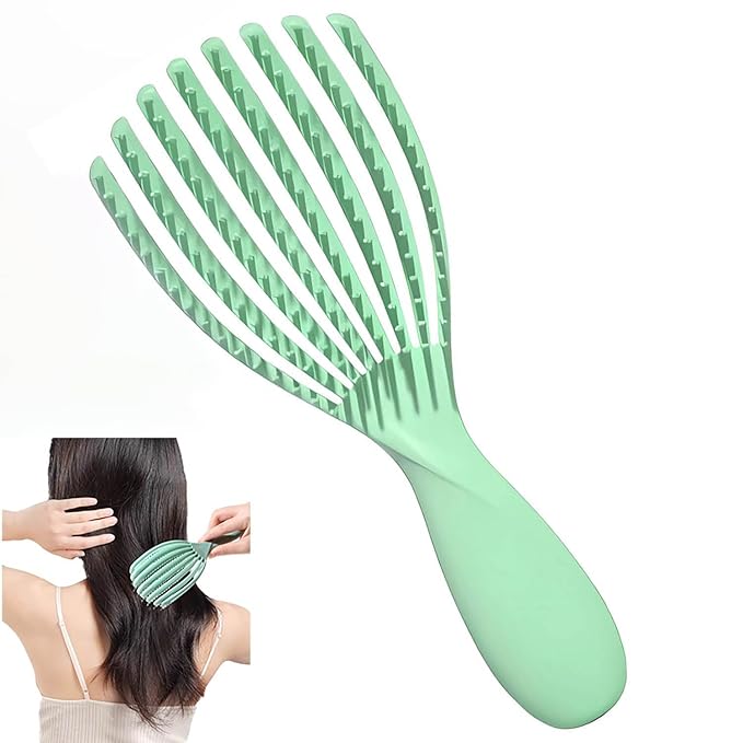 Soft And Elastic Scalp Massage Comb Massager, Shampoo And Itching Comb Does Not Hurt The Scalp And Hair, Can Also Be Used For Curly Hair Care (Green, Small)