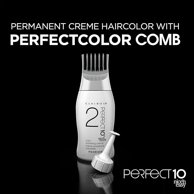 Clairol Nice‘n Easy Perfect 10 Permanent Hair Dye, 2 Black Hair Color, Pack of 2