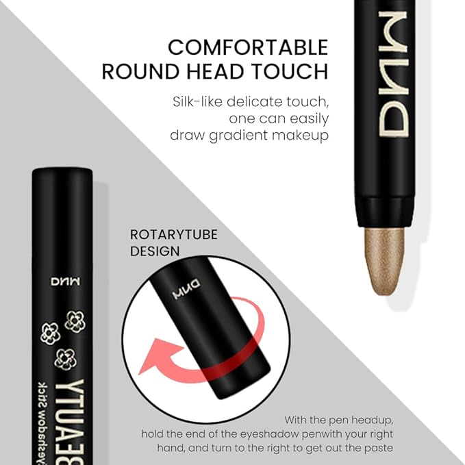 evpct Light Khaki Shimmer Cream Eye Shadow Brightener Sticks Set for Eyes, Khaki Shimmery Matte Pencil Eye shadow Applicator Stick Pen Palette Makeup Waterproof sombras en crema para ojos 04#