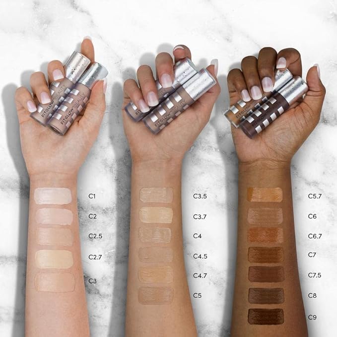 Fitglow Beauty Conceal+ | Vegan Full Coverage Concealer Skincare with Vitamin K + Green Tea | Corrects Dark Circles, Blemishes & Redness | Non-Creasing, Natural Finish | C3.5-6g