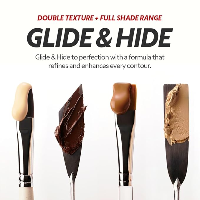 TIRTIR Glide&Hide Blurring Concealer - Creamy texture, Conceals dark circles and wrinkles, Dual formula (liquid tip & balm stick), Long-lasting wear, Korean Makeup, #9.5N, 0.28 Oz