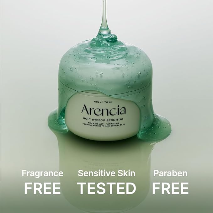 Arencia Glow Hyssop Overnight Face Mask Serum - hydrating & Anti-Aging Serum for younger looking Korean Glass Skin, Vitamin A, C, E, Niacinamide, Peptide