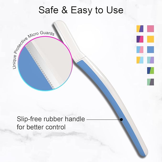 Dermaplane Razor, Face Razors for Women, Dermaplaning Tool, 1 Reusable Handle with 19 Microblades for Face, Aegean Frost