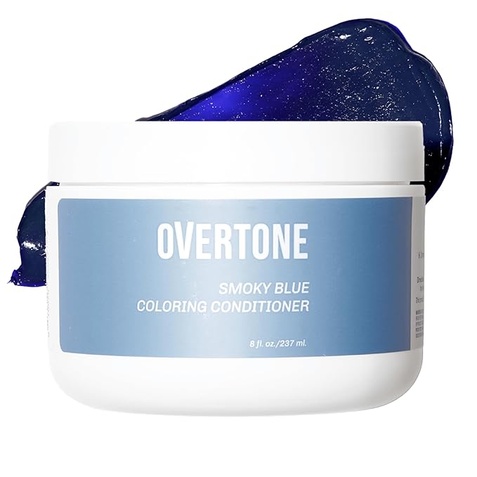 Overtone Semi Permanent Hair Color Conditioner, Smoky Sapphire, 8 oz, Nourishing, Damage-Free, Color Depositing Mask for All Hair Types with Shea Butter & Coconut Oil, Vegan & Cruelty-Free