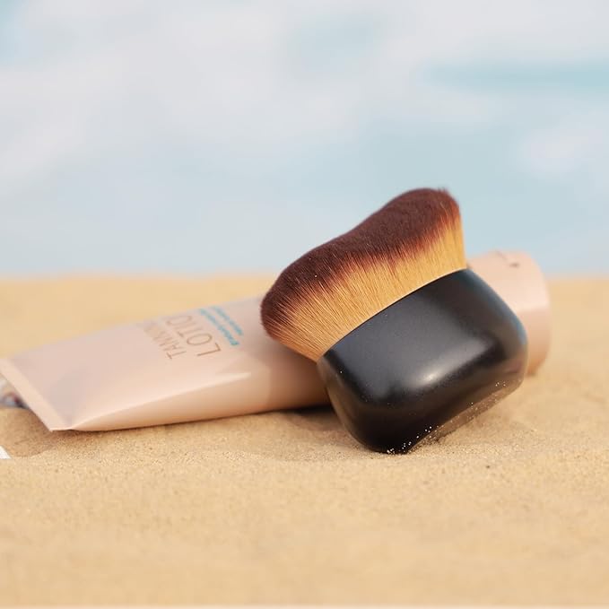 Oversize Body Blending Brush for Self Tanner, Full Body Makeup & Contour Blending - 80mm Dense Oval Kabuki Head Ensures Even, Streak-Free Coverage, Leg Shoulder Application (Black)