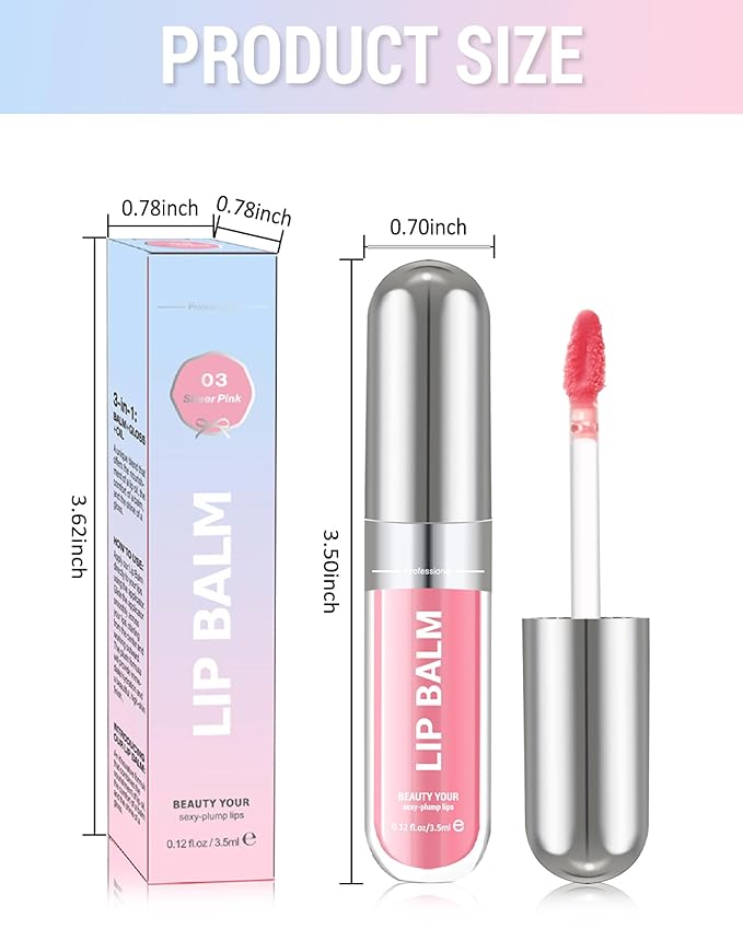 Tinted Lip Gloss Oil, Nude Brown Hydrating Lip Tint Stain, Sheer Lip Treatment Moisturizer, Moisturizing Lip Tint Balm Lipstick Lipgloss, Glow Reviver Lips Care Oil, Christmas Makeup Gift for Women-05