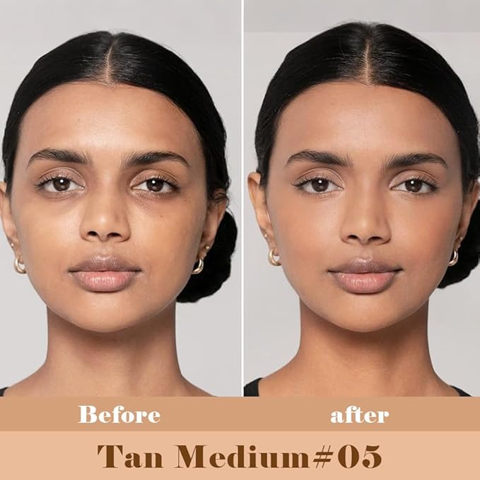 Liquid Concealer Makeup, Natural Coverage for Older Women, Under Eye Brightener Full Coverage Concealer for Dark Circles, Lightweight, Covers Oil-Free, Vegan & Cruelty-Free, 05 Medium Tan