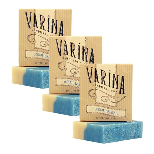 Natural Ocean Breeze Bar Soap - Gentle Cleansing for Sensitive Skin, Fresh - 3 Pack