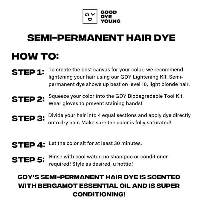 Good Dye Young Streaks and Strands Semi Permanent Hair Color (Glow On Yellow) - UV Protective Temporary Hair Color, 15-24+ Washes - Conditioning Yellow Hair Tint, PPD Cruelty-Free & Vegan