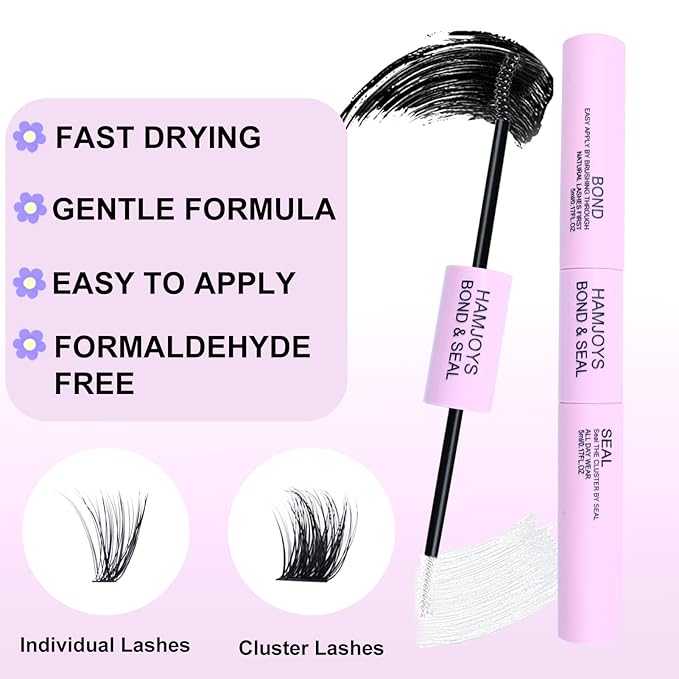 Lash Bond and Seal Waterproof 3-IN-1 Lash Remover for Lash Extensions Lash Glue for Eyelash Clusters DIY Eyelash Extension Remover Lash Cluster Glue Kit Eyelash Remover 15ml (Black)
