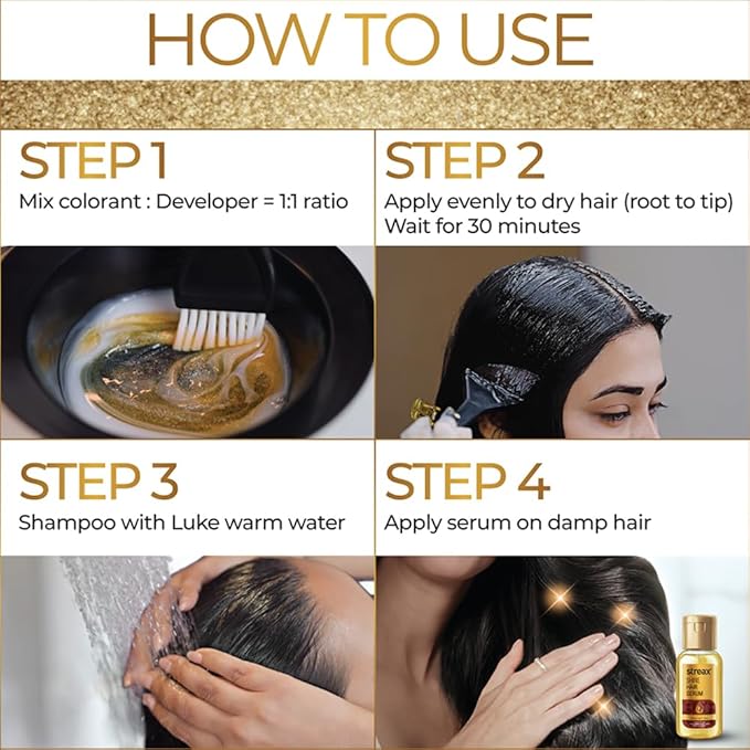 Streax Gel Hair Colour for Women & Men, Natural Black 1, 150 ml I Black I Ammonia Free, Hair Dye |Permanent Hair Colour| 100% Grey Coverage| Brown Hair Color|Lasts Upto 20 Washes
