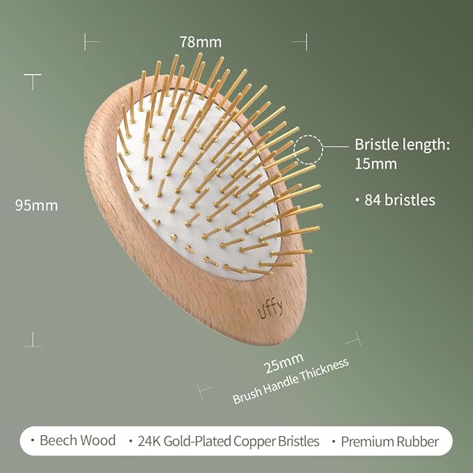 Uffy Acubrusher – 24K Gold-Plated Gua Sha Hair Brush | Ergonomic Scalp Massager for Dandruff & Hair Growth | For All Hair Types | Ideal Gift Choice in Sunshine Yellow