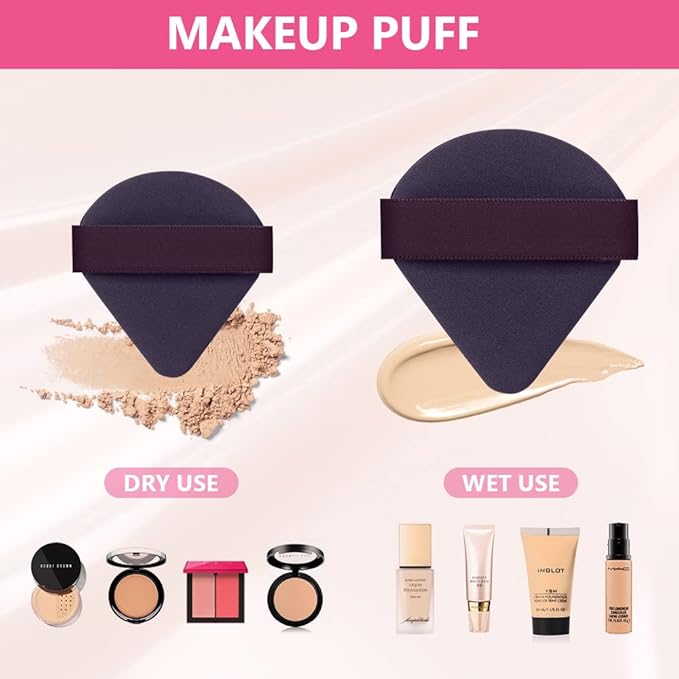 Ainiv 6PCS Air Cushion Makeup Sponges for Foundation, Triangle Powder Puffs with Portable Case, Dry and Wet Makeup Sponges Double-Sided Reuse,Latex-Free Blending Sponge for Foundation,Cream,Concealer