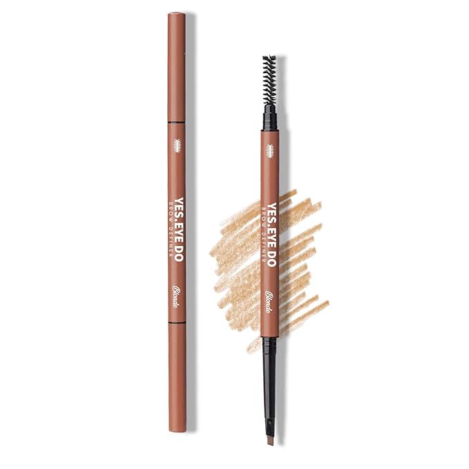 Blonde Eyebrow Pencil, Double Head Blonde Brow Pen with Brush, Auto Micro Eye Brow Makeup Pen for Hair Like Stroke, Waterproof and Longlasting, YES.EYE DO