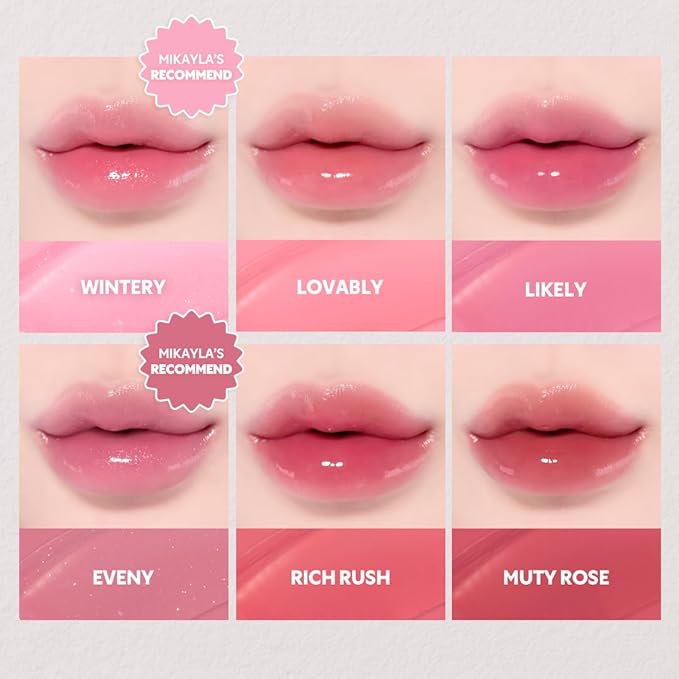 TIRTIR [*Mini Size Waterism Tinted Lip Gloss #15 Grapen, 0.06 Fl Oz – Kiss Ready Lipgloss, 12H Long Lasting Non Sticky Natural Tinted Glow Korean Multiuse Cheek and Lip Tint for Women gift