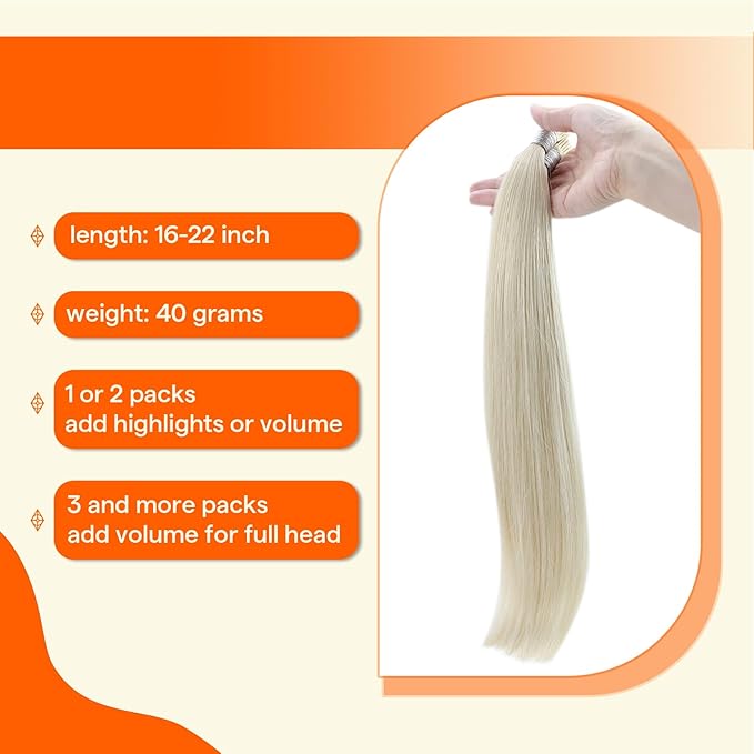 Full Shine I Tip Hair Extensions Real Human Hair 1000 White Blonde Keratin Bond Extensions 18 Inch I Tip Human Hair Extensions 40 Grams Itip Remy Hair add Length