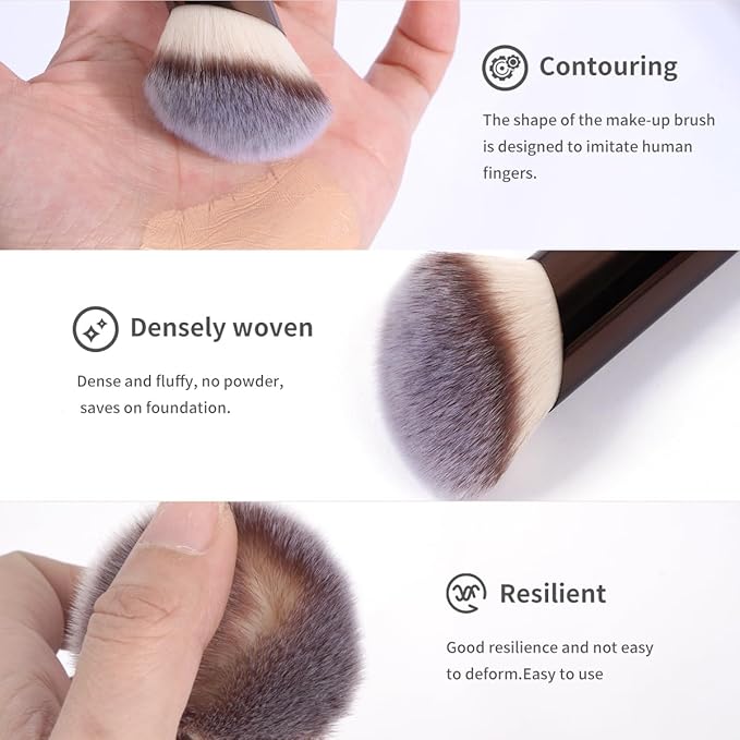 MAANGE 20 PCS Makeup Brush Set with Bag, Double-ended Kabuki Brush Foundation Contour Brush for Liquid Powder Concealer Eye Shadows Cream Cosmetics Blending Blush Face Makeup Tools with Case (Coffee)
