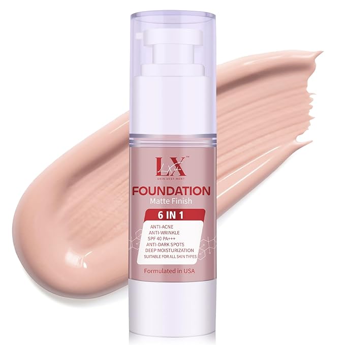 6-in-1 Makeup Infused with 1% Hyaluronic Acid- Matte + Poreless Liquid Foundation For A Glowing & Soft-Focus Look, Suitable for All Skin Types (408 Deep, Moisturizing Foundation)