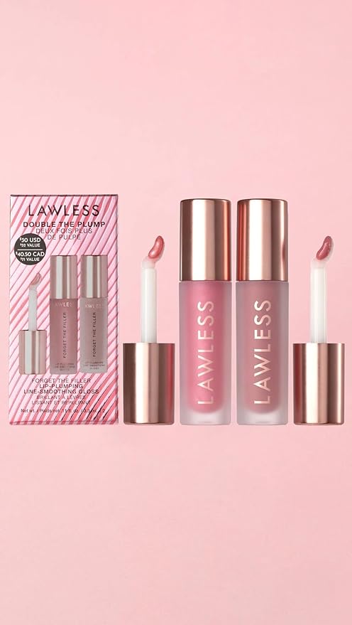 Lawless Women's Double the Plump - Plumper Duo, Velvet/Pixie, Pink, 0.11 Ounce