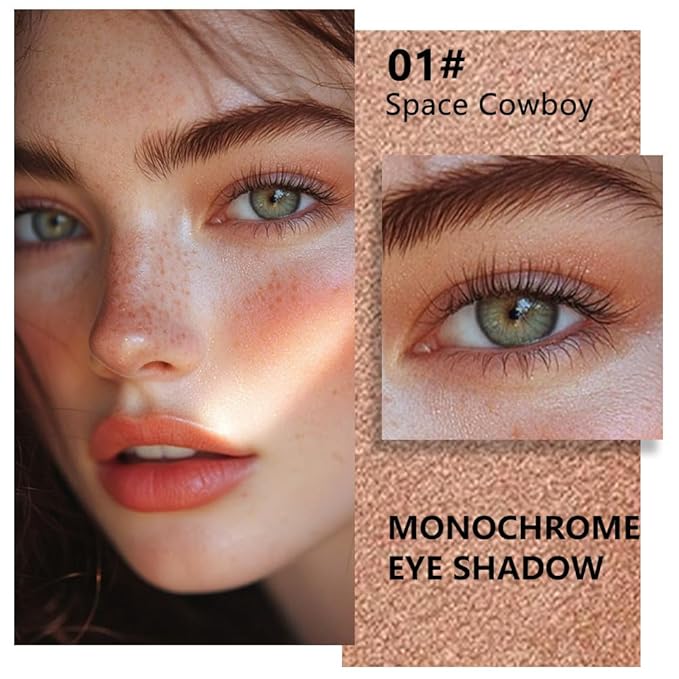 Light Brown Champagne Colored Glitter Eyeshadow – Champagne Copper Shimmer Eye Shadow, Daily Waterproof Long-Lasting Eyeshadow Powder Palette for Women Neutral Eye Makeup sombras para ojos 01
