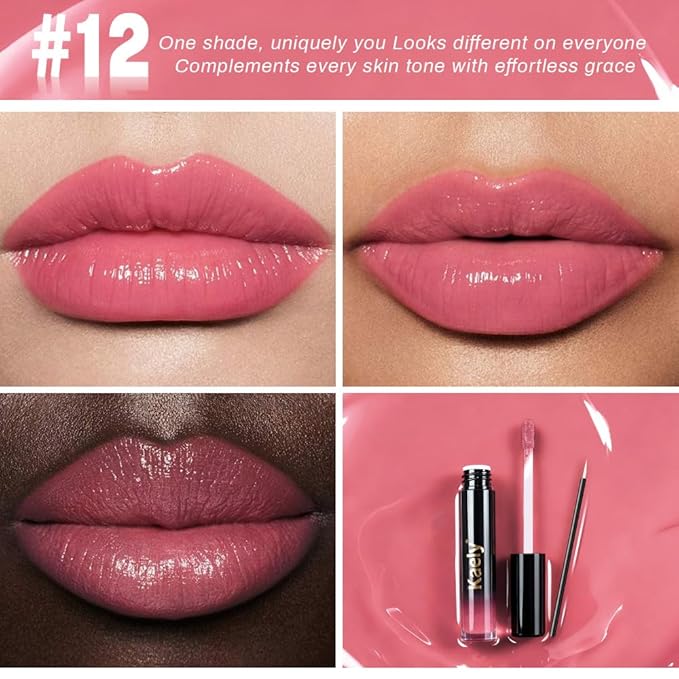 Kaely Longwear Shine Lipstick for Women, Highly Pigmented Liquid Lip Color Makeup, Non-Transfer Lip Gloss Stain Waterproof Smudge Proof 24 Hour, Glossy Finish, Vegan & Cruelty-free, 12 UPBEAT