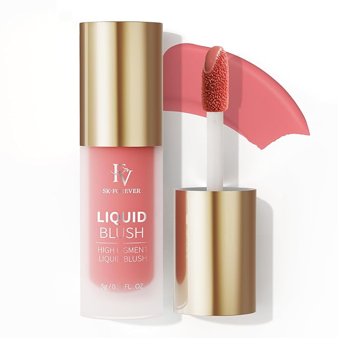 FV Liquid Blush, Long Lasting Buildable Cream Cheek Tint with High-Pigment Color, Weightless Blendable Formula for Natural Dewy Finish (cheer)