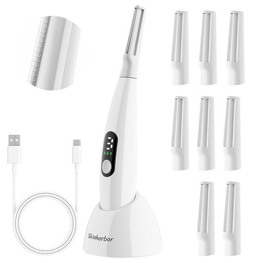 Sonic Dermaplane Razor for Women Face,Women’S Facial Exfoliation & Peach Fuzz Hair Removal System,Anti-Aging–3 Speeds–8 Dermaplaning Blades–Rechargeable,Sonic Dermaplaning Tool