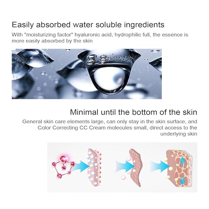 Color Correcting CC Cream with SPF 25, Coverage Lightweight Foundation, Hydrating Serum, Even Skin Tone Makeup and Skin Care, Boost Radiance, Refine Skin Texture, Avoid Sun Damage (2PCS Dark, Large)