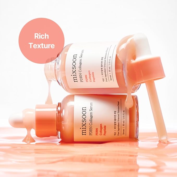mixsoon PDRN Collagen Serum -Firming, Hydrating and Revitalizing for Face, Lightweight Peptide Hydrating Moisturizer 30ml / 1.01 fl.oz. Korean Glass Skin Care