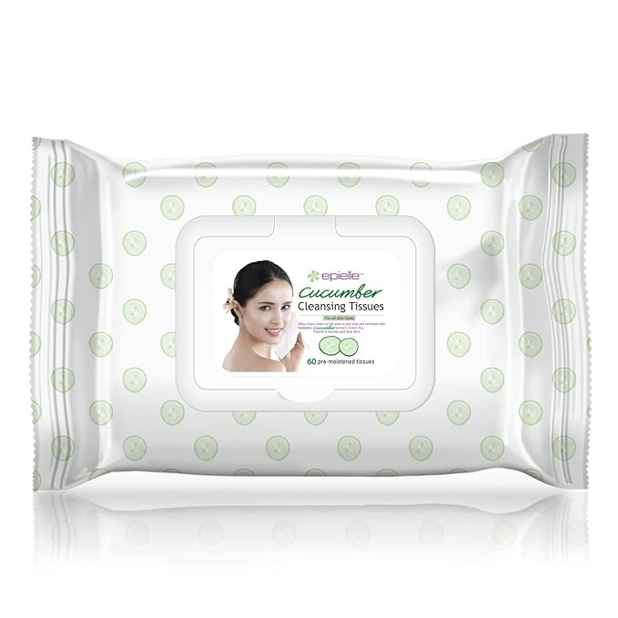 Epielle Makeup Remover Wipes, Remove Waterproof Mascara, Gentle Daily Facial Cleanser Towelettes with Collagen, Cucumber & Argan Oil, Stocking Stuffers, Thanksgiving Essentials, 60 Count (Pack of 4)