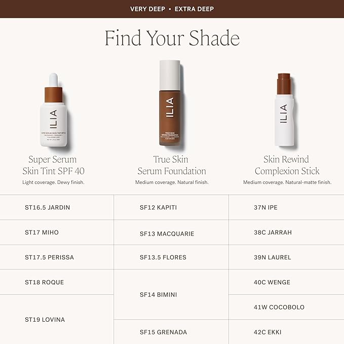 ILIA - Skin Rewind Complexion Stick - Foundation + Concealer + Skincare | Non-Toxic, Vegan, Cruelty-Free, Clean Makeup (40C - Wenge, 0.35 oz | 10 g)