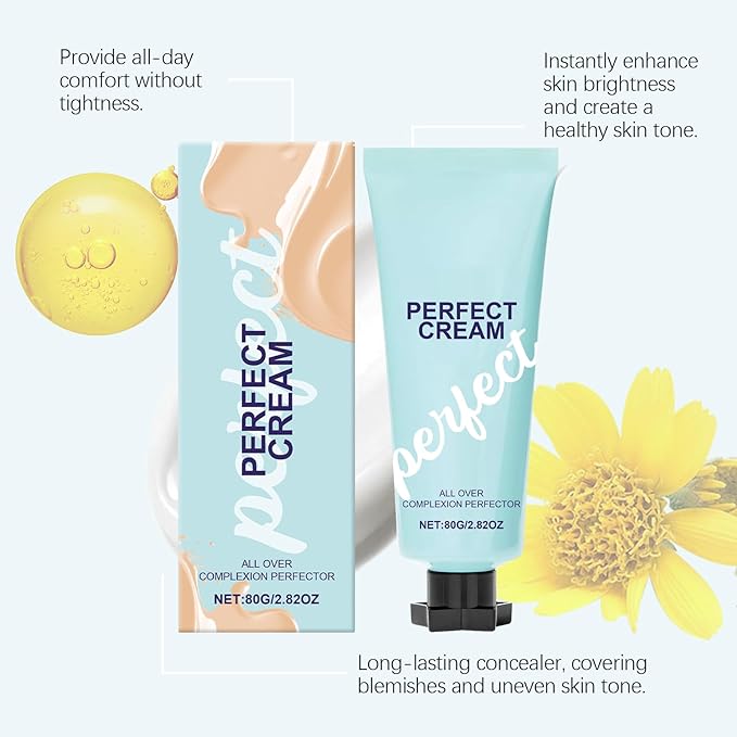 CC Cream All-Over Complexion Perfector, Long-Lasting Foundation, Face & Body Coverage Perfector, Full Coverage Concealer Cream, 2.82 Oz (Ivory Color)