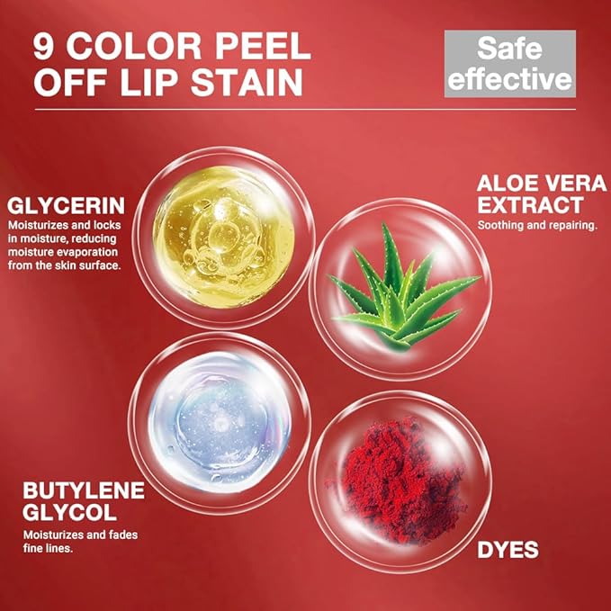 evpct Lip Tains Peel off, Peel off Lip Liner Tattoo Lip Stain Tint Gloss Marker Makeup, Long Lasting Waterproof 24 Hours Matte Finish Transfer-proof Pigmented Color Stay Lipsticks, 115 Orange Red